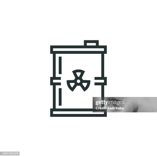 nuclear tank and barrel line icon - oil pipeline truck stock illustrations