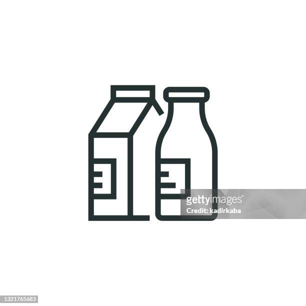 ilustrações de stock, clip art, desenhos animados e ícones de milk and milk products line icon - milking