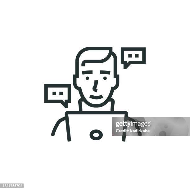 online lessons and training line icon - child computer learning stock illustrations