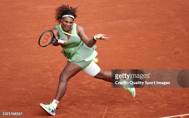 Serena Williams of The United States of America returns a ball in her Third Round match against Danielle Collins of The United States of America...