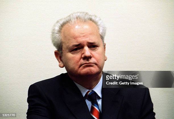 Former Yugoslav President Slobodan Milosevic makes his initial appearance at the War Crimes Tribunal for the former Yugoslavia July 3, 2001 in The...