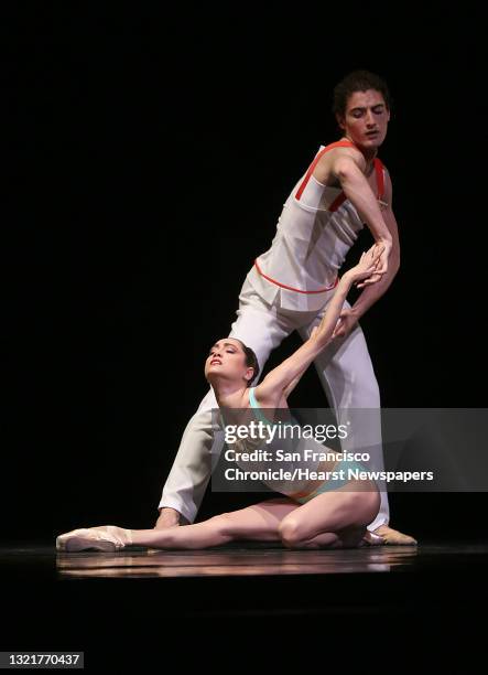 Ballet dancers Mathilde Froustey and Carlo Di Lanno rehearse 'Bespoke' in Unbound, the new works of San Francisco Film Festival, at the War Memorial...