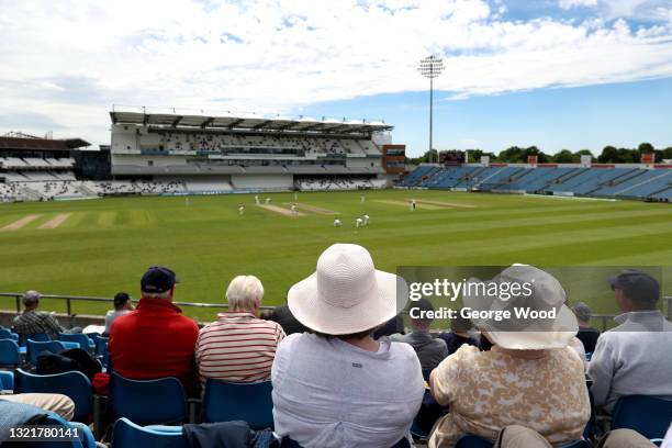 General view inside the stadium as fans watch on during the LV= Insurance County Championship match between Yorkshire and Sussex at Emerald...