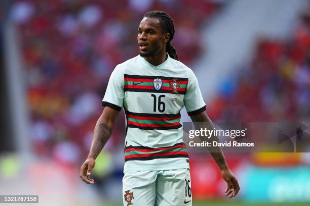 Renato Sanches of Portugal looks on during the international friendly match between Spain and Portugal at Wanda Metropolitano stadium on June 04,...