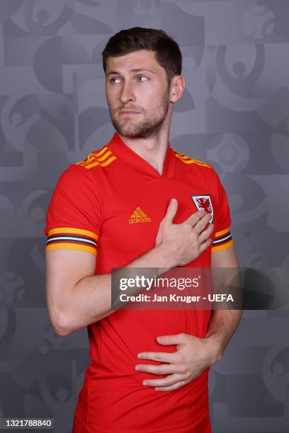 Ben Davies of Wales poses during the official UEFA Euro 2020 media access day on June 03, 2021 in Vale of Glamorgan, Wales.