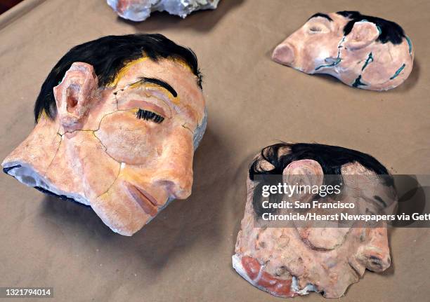 The FBI created duplicate heads of the decoys used in the Alcatraz prison escape which they unboxed today on Wednesday, Aug. 15 in San Francisco,...