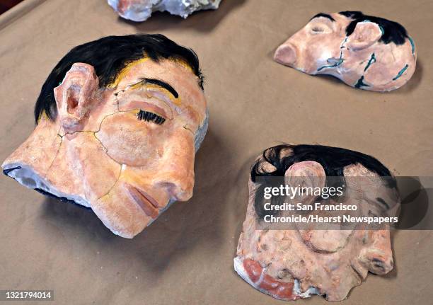 The FBI created duplicate heads of the decoys used in the Alcatraz prison escape which they unboxed today on Wednesday, Aug. 15 in San Francisco,...