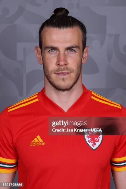 Gareth Bale of Wales poses during the official UEFA Euro 2020 media access day on June 03, 2021 in Vale of Glamorgan, Wales.