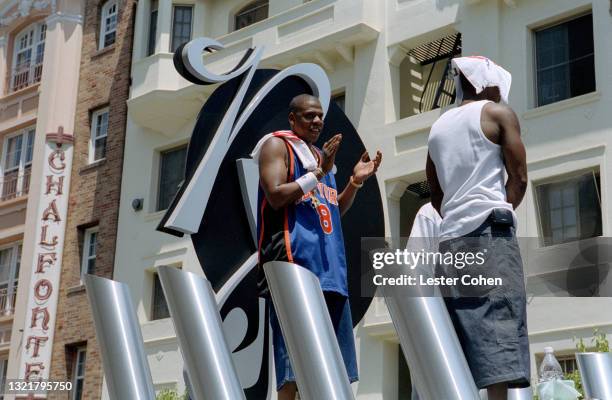 American rapper, songwriter, record executive, businessman, and media proprietor Jay-Z promotes his sixth studio album "The Blueprint" circa August,...