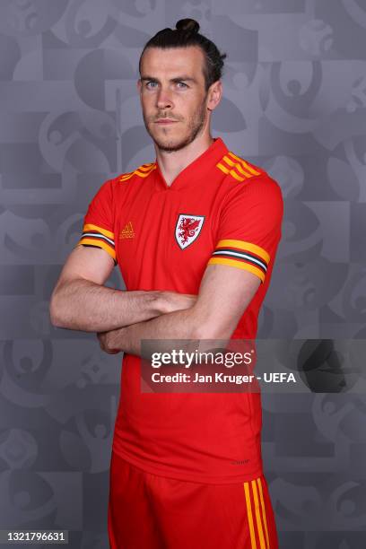 Gareth Bale of Wales poses during the official UEFA Euro 2020 media access day on June 03, 2021 in Vale of Glamorgan, Wales.