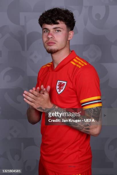 Neco Williams of Wales poses during the official UEFA Euro 2020 media access day on June 03, 2021 in Vale of Glamorgan, Wales.