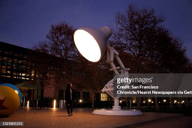 The Luxo Lamp and Luxo Ball sit in front of the Steve Jobs building at the headquarters of the Pixar Animation Studios in Emeryville, Calif., on...
