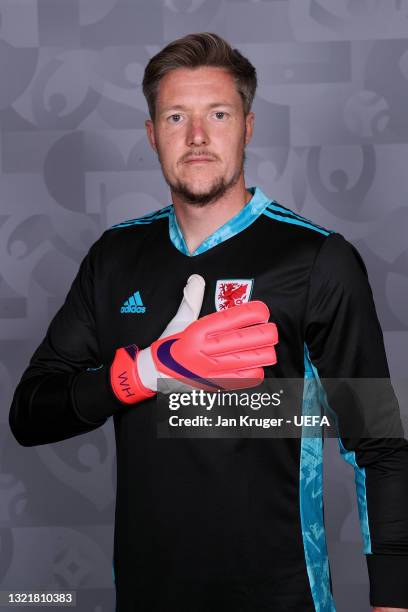 Wayne Hennessey of Wales poses during the official UEFA Euro 2020 media access day on June 03, 2021 in Vale of Glamorgan, Wales.