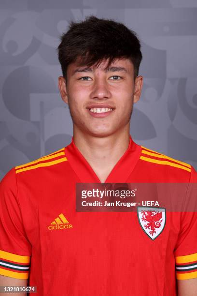 Rubin Colwill of Wales poses during the official UEFA Euro 2020 media access day on June 03, 2021 in Vale of Glamorgan, Wales.