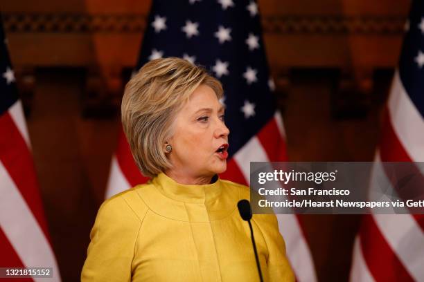 Presidential candidate Hillary Clinton delivers a counter-terrorism speech at Stanford University on Wed. March 23 in Stanford, California.