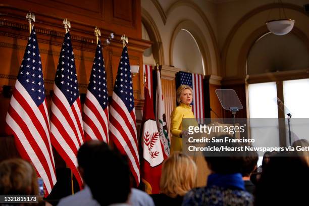 Presidential candidate Hillary Clinton delivers a counter-terrorism speech at Stanford University on Wed. March 23 in Stanford, California.