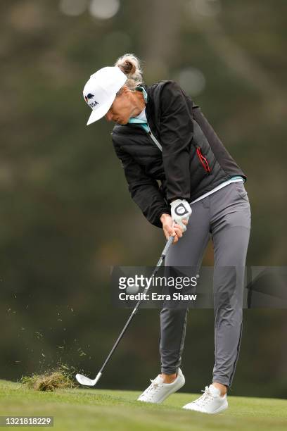 Mel Reid of England hits her second shot on the 14th hole during the second round of the 76th U.S. Women's Open Championship at The Olympic Club on...