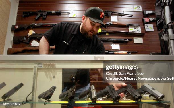 Todd Settergren of Setterarms gun shop, on Friday Jan. 13 in Walnut Creek, Ca. Settergren says California gun laws have gone too far and he welcomes...