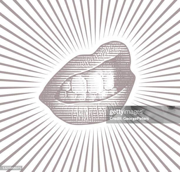 vector scratchboard of lips and teeth - mouth smirk stock illustrations