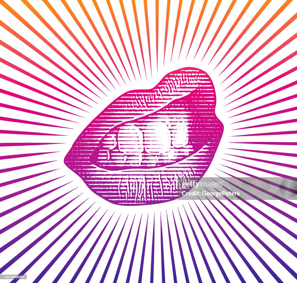 Vector scratchboard of lips and teeth