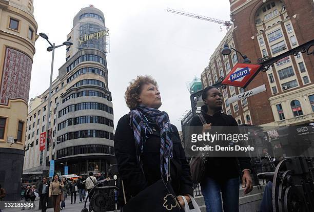 Women leave Callao Metro station on November 10, 2011 in Madrid, Spain. The current Eurozone debt crisis has left Spain with crippling economic...