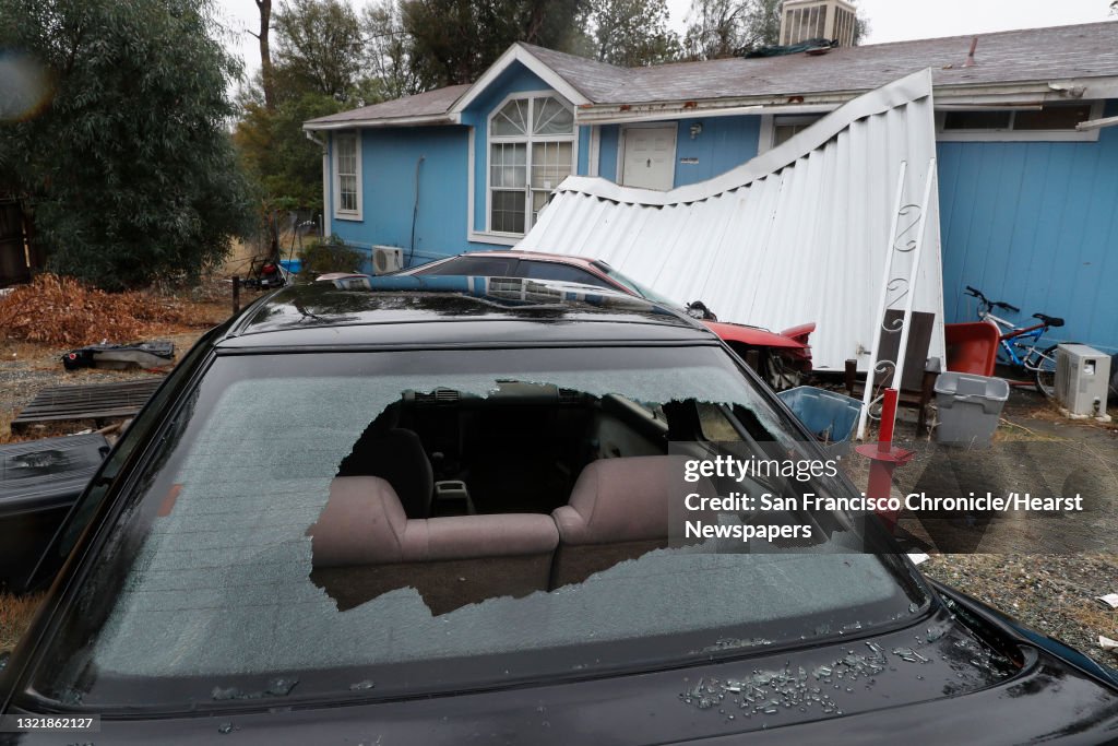 Windows shot out in vehicles in front of 6970 Bobcat Lane as seen on Wednesday Nov. 15, 2017, in Rancho Tehama, Ca. Kevin Janson Neal, 43 went on a shooting spree yesterday morning killing five people and wounding ten.