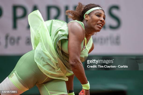 June 4. Serena Williams of the United States in action against Danielle Collins of the United States on Court Philippe-Chatrier during the third...