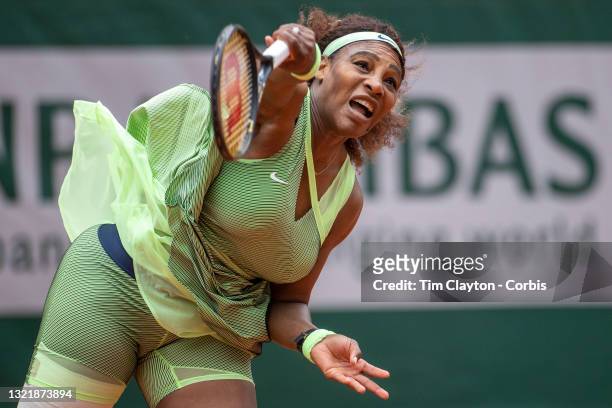 June 4. Serena Williams of the United States in action against Danielle Collins of the United States on Court Philippe-Chatrier during the third...