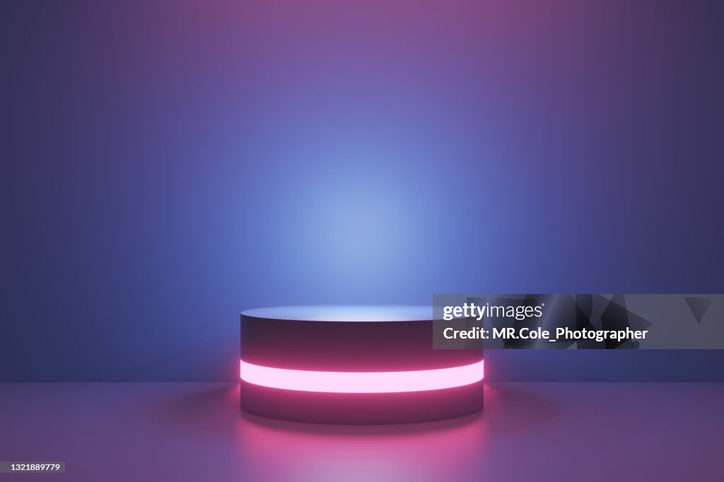 3d rendered Stage podium on the floor with copy space, Platforms for product presentation