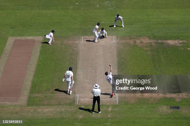 General view of play as Jack Carson of Sussex bowls to Dawid Malan of Yorkshire during the LV= Insurance County Championship match between Yorkshire...