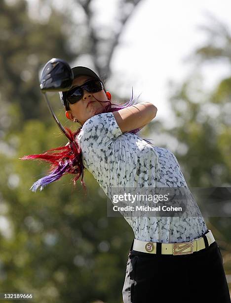 Michelle Wie of the United States hits a drive during the first round of the Lorena Ochoa Invitational Presented by Banamex and Jalisco It Happens...