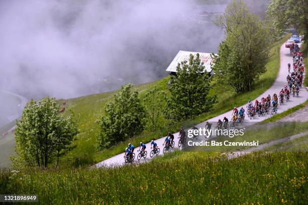 Alexey Lutsenko of Kazahkstan and Team Astana – Premier Tech yellow leader jersey & The Peloton passing through a landscape during the 73rd Critérium...