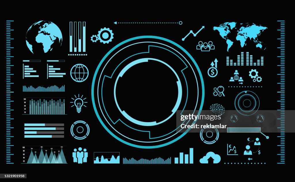 HUD elementen mega set pack. Dashboard display virtual reality technologie scherm. abstracte hud ui gui toekomstige futuristische scherm systeem virtueel ontwerp