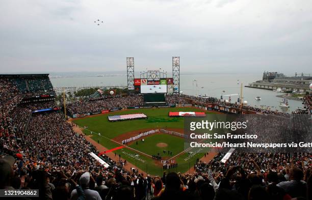 ALLSTAR11_mac_001.JPG Fly over at the end of the national anthems before the start of the All-Star Game. 78th Annual All-Star Game at AT&T Park in...