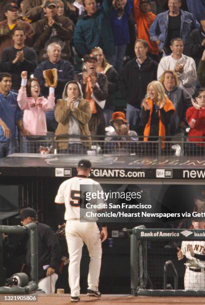 Giants_224_mac.jpg Fans show their support for Giants starting pitcher Noah Lowrey as he comes off the field in the 8th. San Francisco Giants vs....