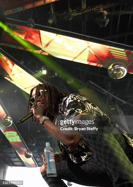 Recording artist Wiz Khalifa performs during the grand reopening of Drai’s Beach Club – Nightclub at The Cromwell Las Vegas on June 04, 2021 in Las...