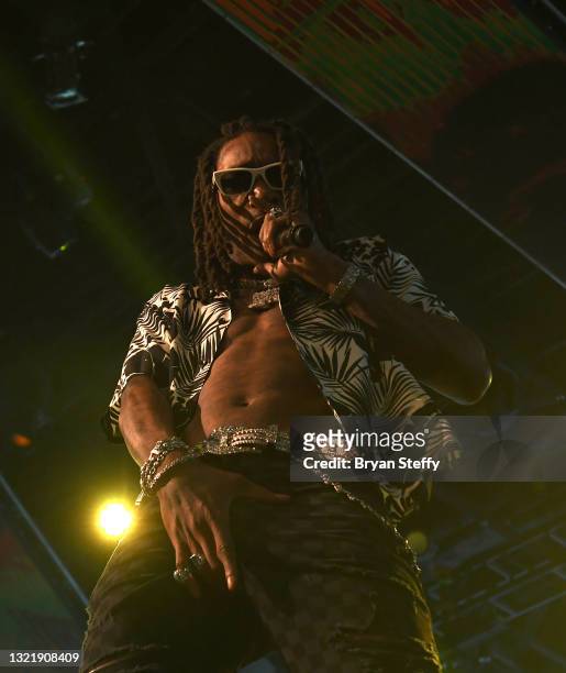 Recording artist Wiz Khalifa performs during the grand reopening of Drai’s Beach Club – Nightclub at The Cromwell Las Vegas on June 04, 2021 in Las...