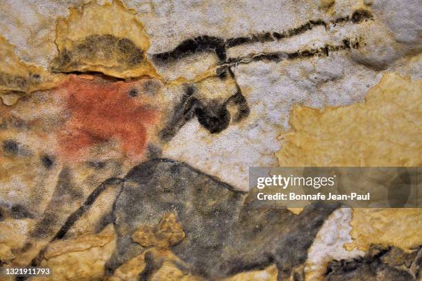 bovin de la grotte de lascaux - lascaux cave stock pictures, royalty-free photos & images