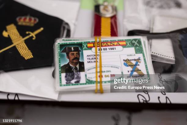 Civil Guard card is seen in tribute to Lieutenant Colonel Antonio Tejero, in a concentration of the Unified Association of Civil Guards , in the...