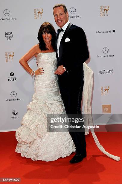 Henry Maske and Manuela Maske attend the Red Carpet for the Bambi Award 2011 ceremony at the Rhein-Main-Hallen on November 10, 2011 in Wiesbaden,...