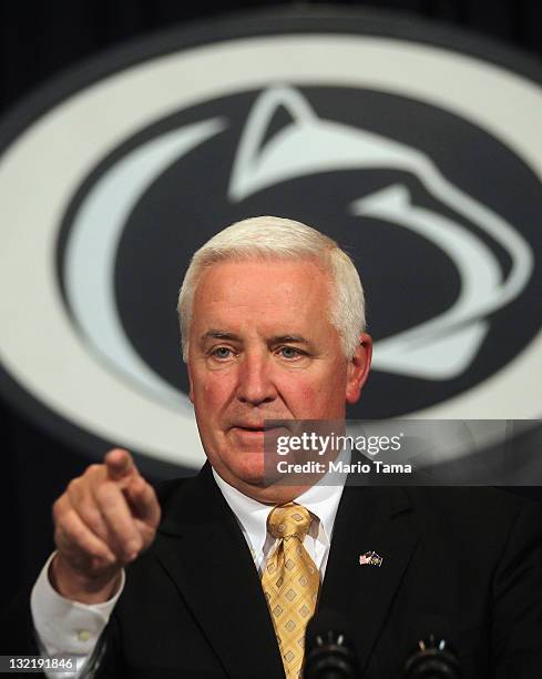 Pennsylvania Governor Tom Corbett speaks at a news conference following a night of rioting in response to the firing of head football coach Joe...