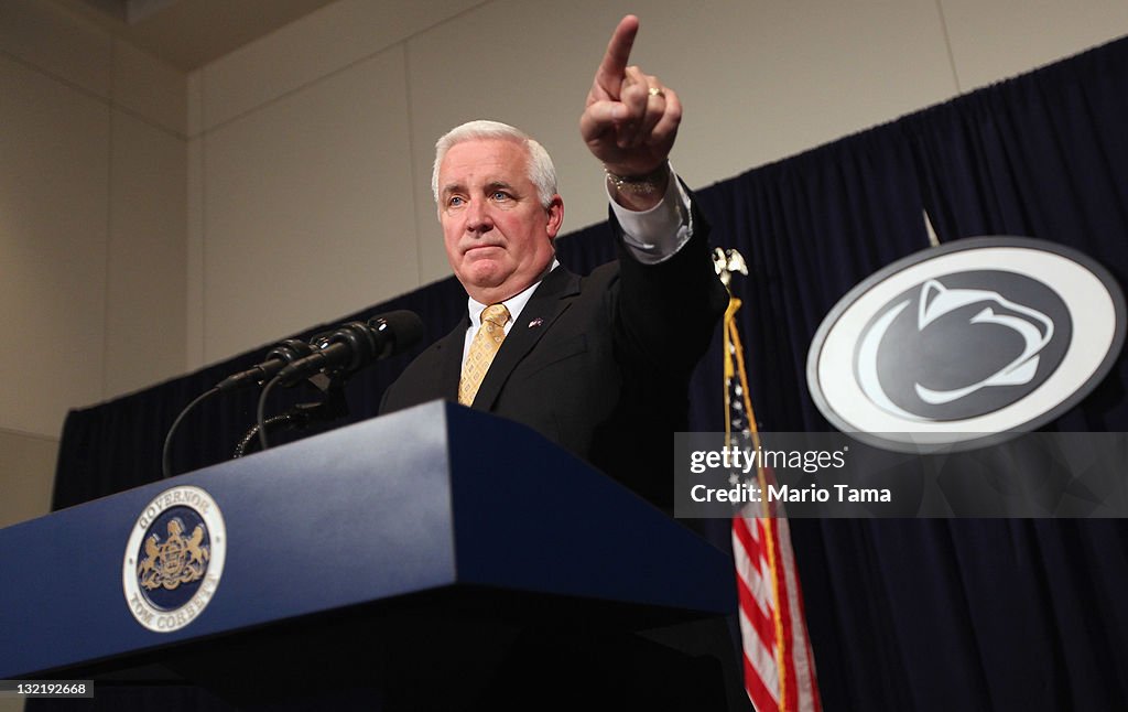 Pennsylvania Governor Tom Corbett Speaks On The Penn State Football Scandal