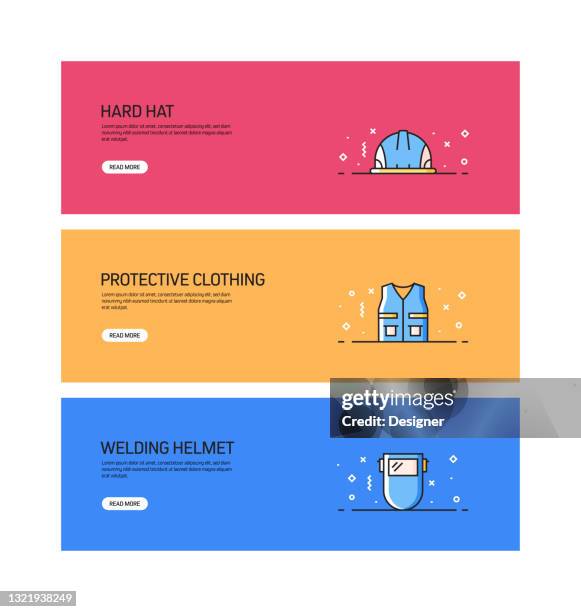 work safety related pattern web banner design - construction inspector stock illustrations
