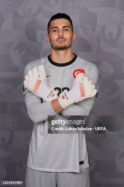 Ugurcan Cakir of Turkey poses during the official UEFA Euro 2020 media access day on June 04, 2021 in Harsewinkel, Germany.