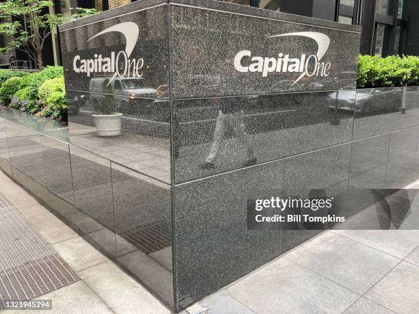 May 15: MANDATORY CREDIT Bill Tompkins/Getty Images Capital One signage on May 15th, 2020 in New York City.