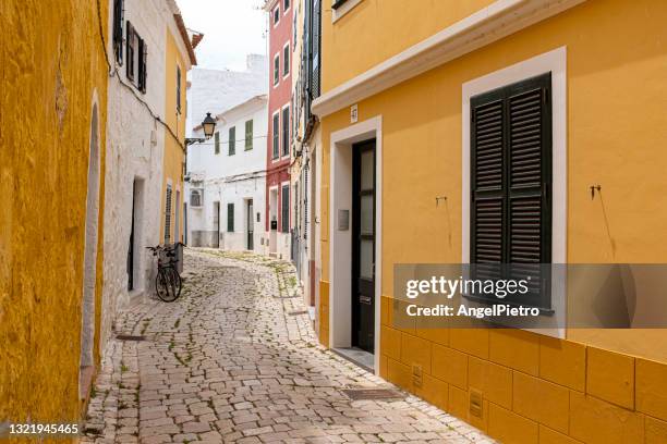 streets of a mediterranean and touristic village - ciutadella stock pictures, royalty-free photos & images