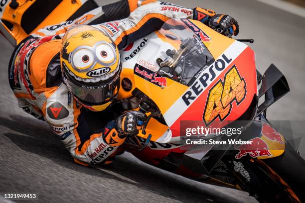 Pol Espargaro of Spain and Repsol Honda Team rides during the MotoGP Gran Premi Monster Energy de Catalunya at Circuit de Barcelona-Catalunya on June...