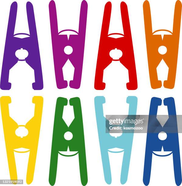 clothespin - wooden hanger stock illustrations