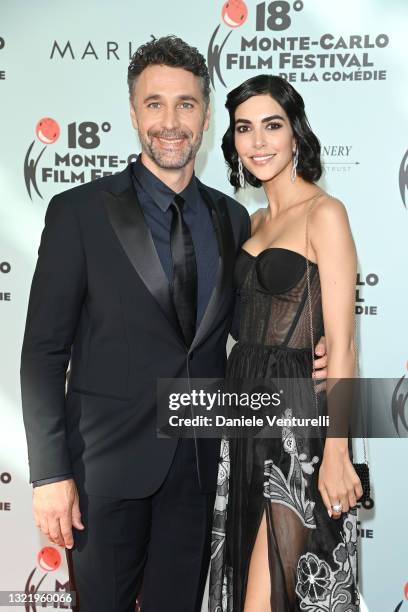 Raoul Bova and Rocío Muñoz Morales attend the Monte-Carlo Film Festival 2021 at Grimaldi Forum on June 05, 2021 in Monaco, Monaco.