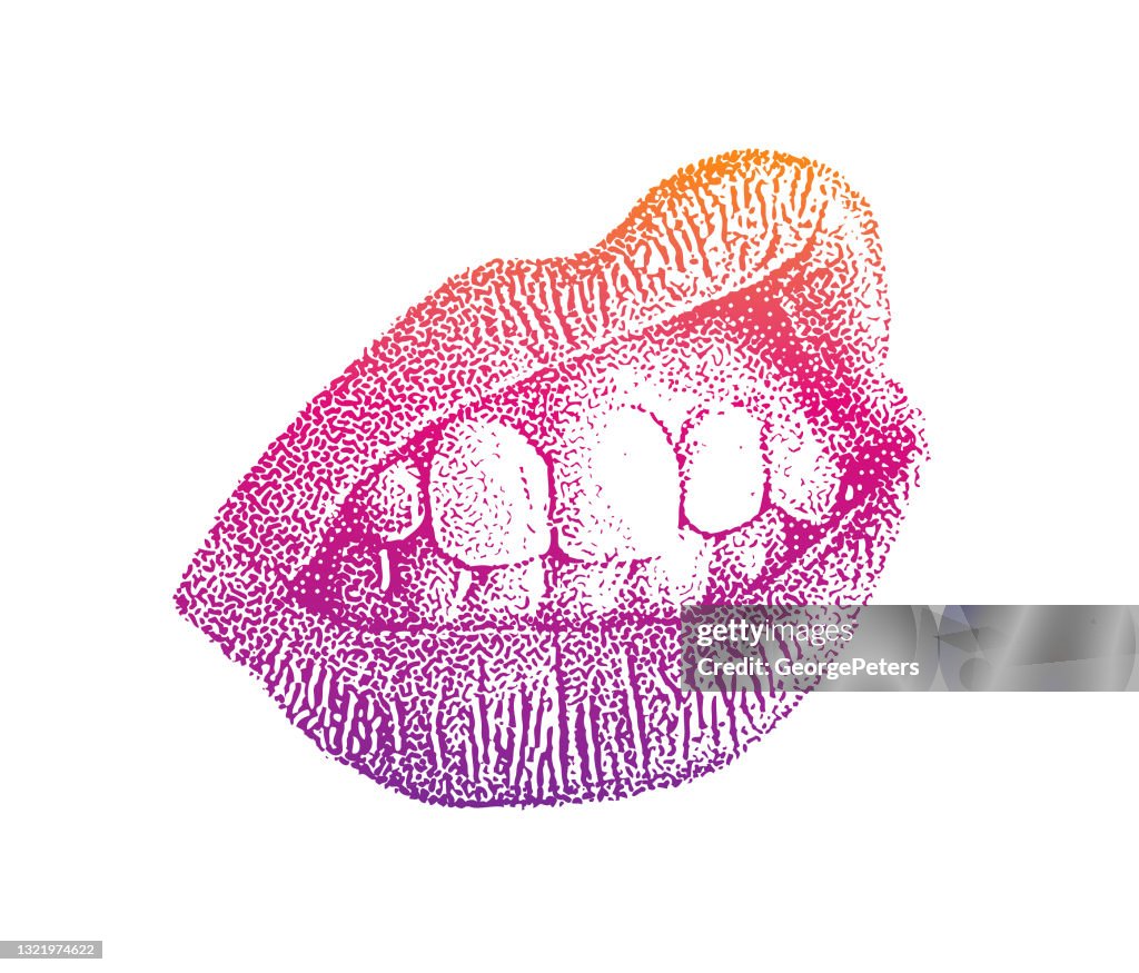 Close up of woman's lips and teeth